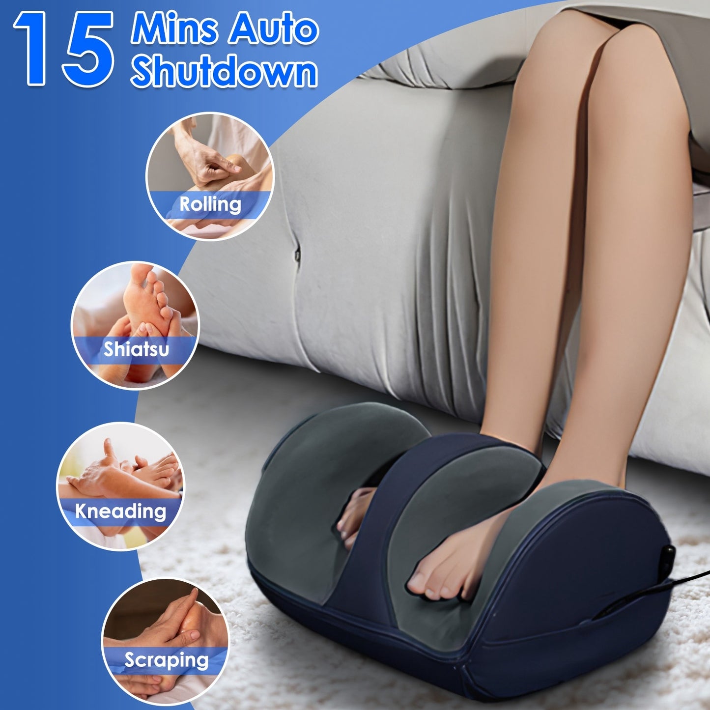 Shiatsu Foot Massager With Heat Foot Calf Thigh Arm Massager Machine With 3 Modes 3 Intensity Levels Gifts For Mom Dad Lover